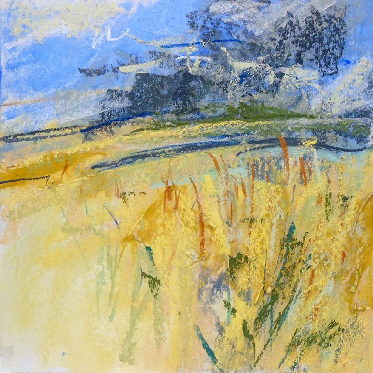 PD69 “Long summer grass”. Pastel & acrylic inks on paper. 10x10 inches (25.4x25.4cm)