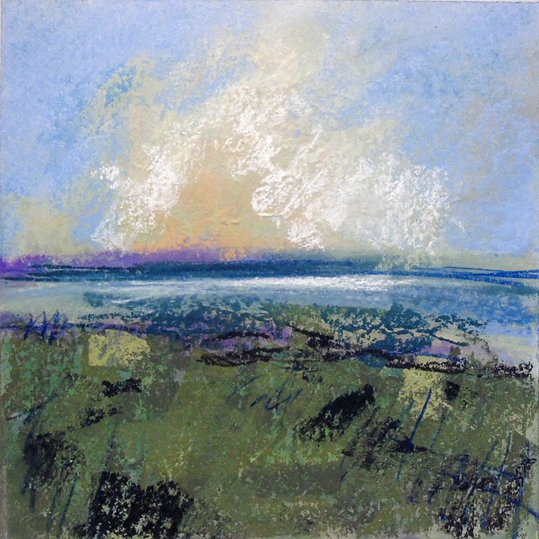 PD68 “Winter solstice sun”. Pastel & acrylic inks on paper. 10x10 inches (25.4x25.4cm)