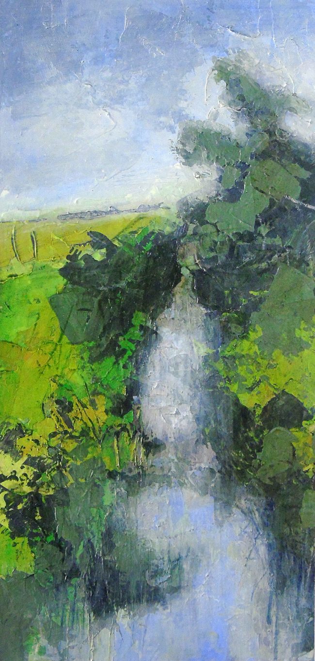 P218 "Ditch at Cherry Cobb Sands". Acrylic on board.6x12 inches (15.25x30.5cm)