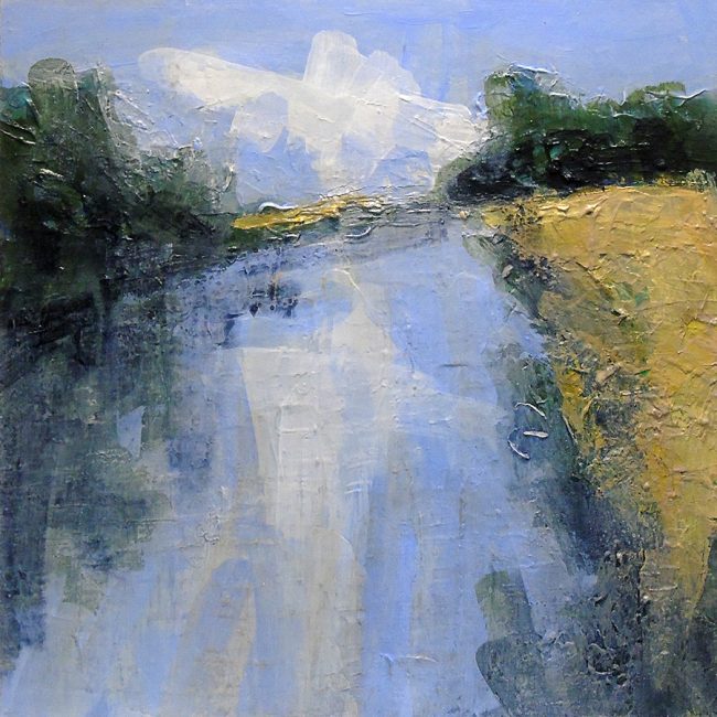 P191 “Another view of Keyingham land drain”. acrylic on mountboard, 10x10 inches (25x25 cm).