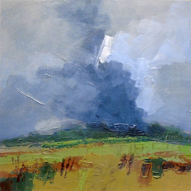P207 “Last view of Weeton Fields”. Acrylic on board, 12x12 inches (30.5x30.5 cm).