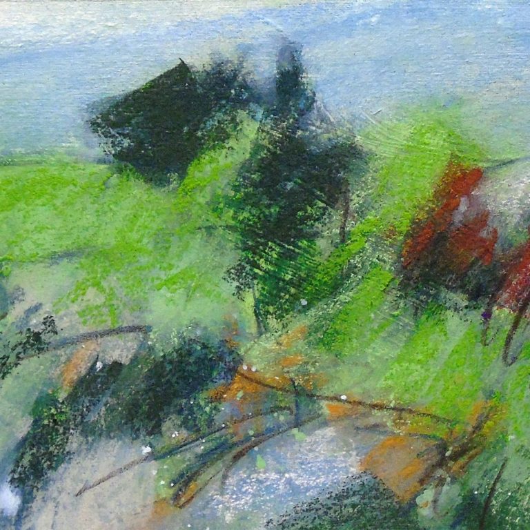 PD75 “Overgrown ditch”. Pastel and mixed media on board, 16x8 inches (40.5x20 cm)